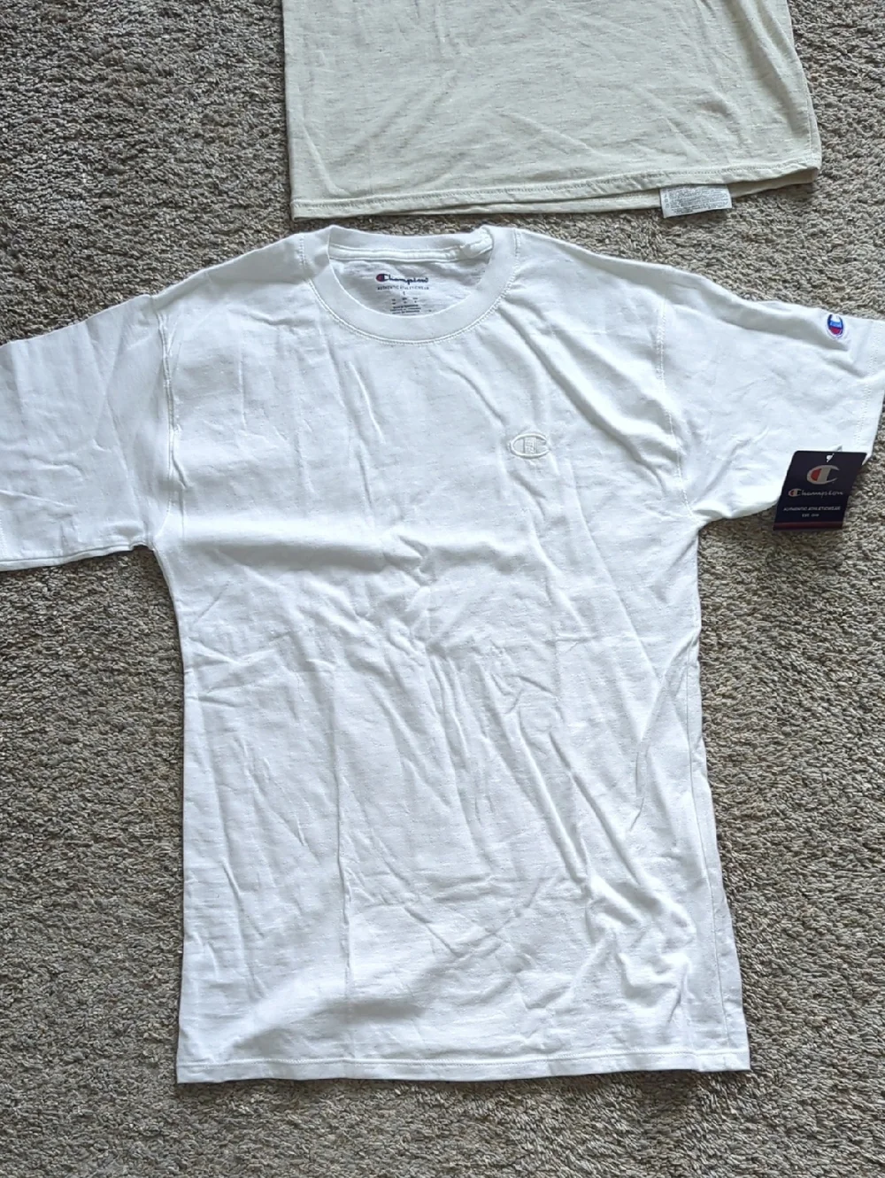3 Champion Crewneck Tee Pack in Cream, White and Navy Trim - Picture 5 of 12